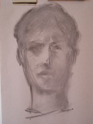 dessin crayon fusain autoportrait craie blanche pierre noire etape par etape